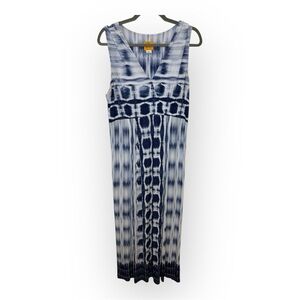 Ruby Rd. Blue White Tie-Dye Sleeveless Maxi Dress | Vacation Resort Cruise Chic